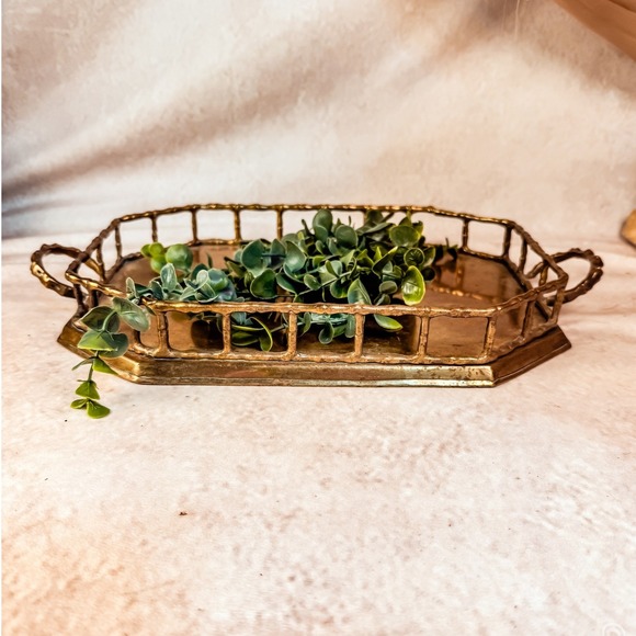 Other - Faux-Bamboo Brass Tray